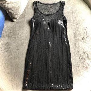 As U Wish Black Sequin Dress with Lace